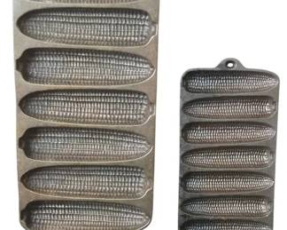Vintage Wagner Ware Cast Iron Krusty Korn Kobs Pan Lot Senior And Junior Sizes