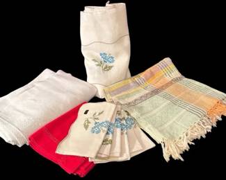 Variety Of Colorful Table Linens Mystery Lot