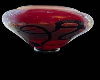 Nourot Glass Red Flash Bowl Signed