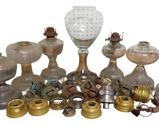 Vintage Hurricane Lamp Supplies Glass Decor Bundle