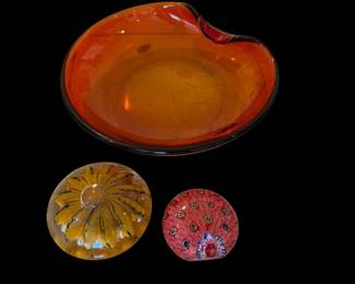 Large Vtg Murano Glass Bowl W Colored Layers More