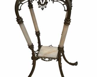 Stunning Vtg. Victorian Marble Brass Plant Stand