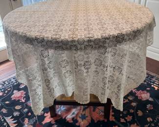 Vintage 76x46 Ecru Lightweight Crocheted Tablecloth