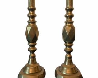 Vintage King Of Diamonds Brass Candlesticks