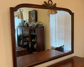 Vtg French Louis XVI Style Mahogany Brass Mounted Mirror