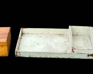 Primitive Wood Totes w Box Scrupper