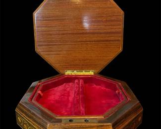 Vintage Refuge SwissItalian Inlaid Octagonal Jewelry Music Box