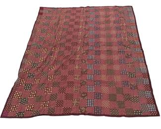 Maroon Brown Paisley Dot Handmade Quilt