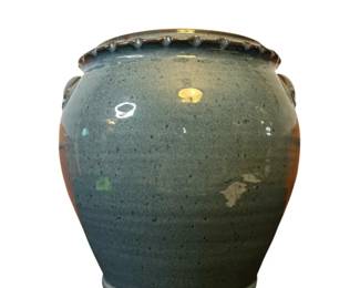 Significant 1984 Vernon Owens Jugtown Pottery Frog skin Jar With PieCrust Rim