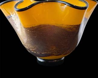 Signed Nourot Glass Yellow Gold Bowl