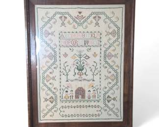 Hand Stitched Vintage Framed Child Sampler