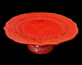 Bordallo Pinheiru Snowflakes Red Pedestal 12 Cake Stand