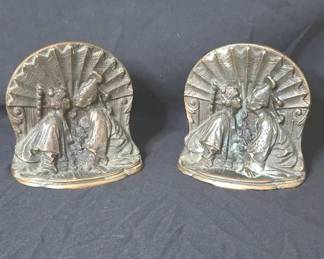 Antique Asian Lovers Art Deco Bookends