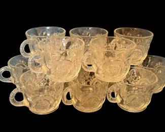 Vintage Set Of Clear Glass Punch Cups