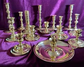 Set Of 15 Baldwin Brass Candlesticks