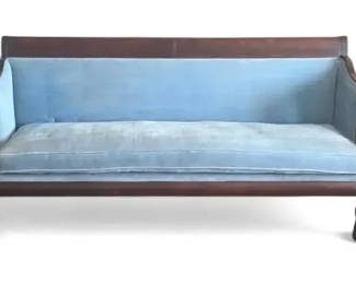 Antique Empire Style Mahogany Scroll Arm Sofa
