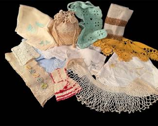Miscellaneous Linens And Crafted Items Mystery Lot