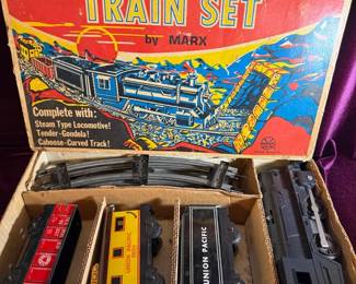 Vintage Mechanical Train Set By Marx Original Packaging