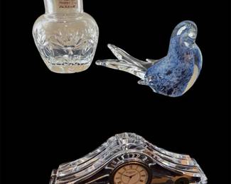 Waterford Crystal Vase Clock Murano Glass Bird