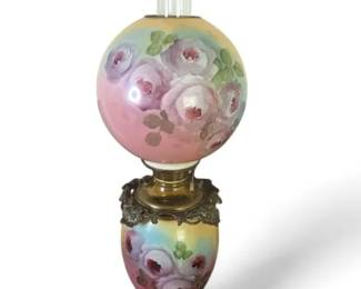 Antique Hand Painted Gone With The Wind Parlor Lamp