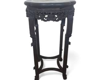 Antique Carved Chinese Rosewood Table With Marble Top