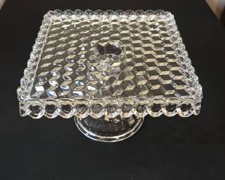 Fostoria American Pedestal Cubist Cake Stand