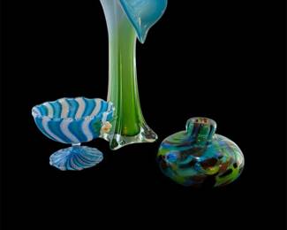 Turquoise In 2 Vtg Murano Glass Items More