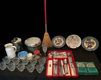 Dining Plates, Utensils, Waterford Wexford Crystal Cups, Broom More