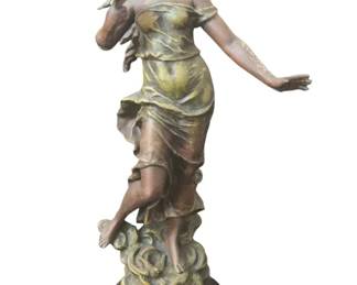 Antique 19th Century Auguste Moreau Les Hirondelles Spelter Sculpture