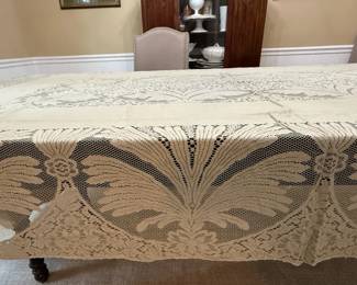 Beautiful Vintage 64x104 Tan Tablecloth For A Large Table