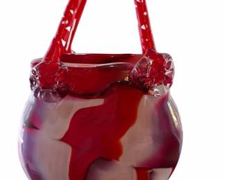 Murano Style Glass PurseVase
