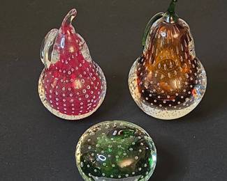 Vintage Murano Glass Paper Weights Fruit