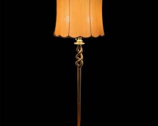 Brass Standing Lamp With Vintage Shade 58 Inches Tall
