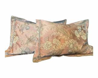 Vintage Pair Of Rose Pink Floral Pillows