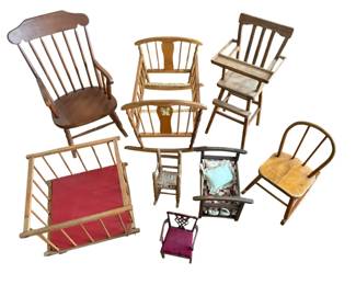Variety Of Vintage Doll Furniture Pieces 8 Total