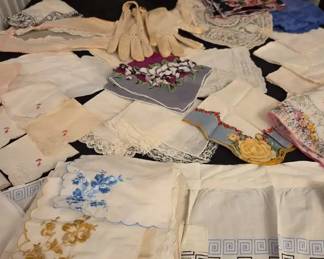 Beautiful Handkerchiefs, Apron, Bonnet, 2 Handmade Shirts