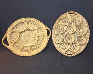 Authentic Gullah Sweetgrass Basket Serving Set Drink Caddy And Serving Tray