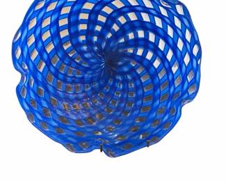 Murano Cenedese Glass Blue Woven Bowl