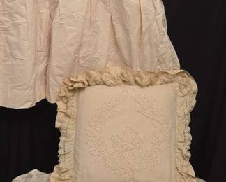 Bed Skirt, Pillow Shams And Crochet Pillow Cover