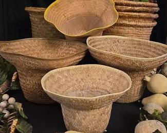 Handwoven Planter Baskets Abd Faux Vine With Fruit