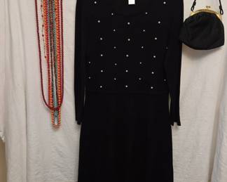 Womans Dress, Bag, And Beads