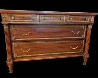 Vtg Louis XVI Style Mahogany Brass Mounted Dresser