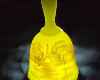 Fenton Glass Bell Custard Satin Uranium Glass