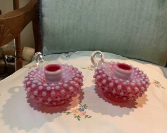 Fenton glass candle holders