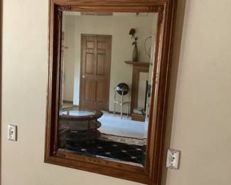 Wood-framed mirror