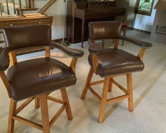 Set Of Leather Bar Stools