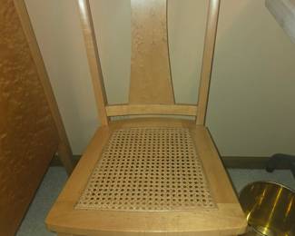 Bird's-eye maple caned chair