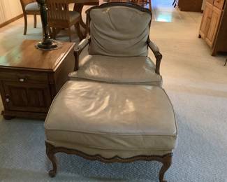 Leather Chair and Ottoman 