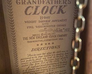 New England “The Abel Cottey” Grandfather Clock by the New England Clock Company, Farmington, CT