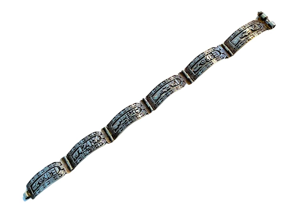 Vintage sterling silver Egyptian Revival bracelet